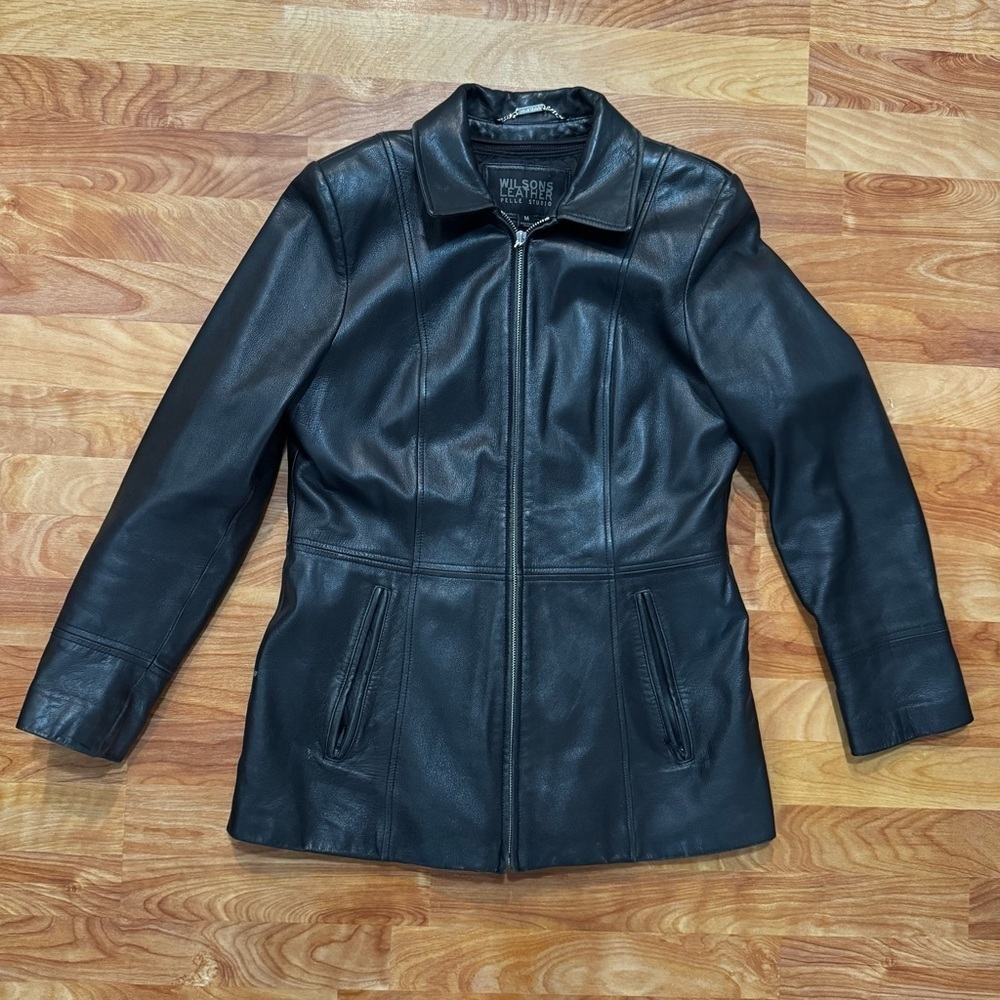 Vtg Wilsons Leather Jacket Womens M Pelle Studio Full Zip W/ Interior Zip Out